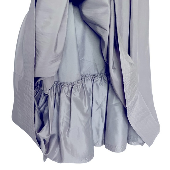 Anthropologie Hitherto Silk Cotton Beribbone Fit and Flare Pewter Gray Dress 4 - Picture 11 of 13